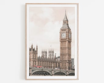 London Print, London Wall Art, Big Ben and Tower Bridge Wall Art, Digital Download | LD102