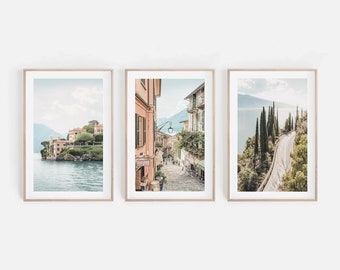 Italy Wall Art, Italy Set of 3 Prints, Lake Como Print, Italian Landscape Art, Italy Photo, Living Room Decor, INSTANT DOWNLOAD - IT193T