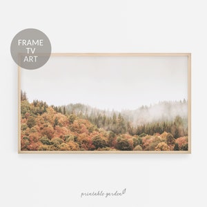 Samsung Frame TV Art, Nature Art for Frame TV, Foggy Forest Digital Download for Samsung The Frame, Autumn Forest Frame TV Art, Nature Art