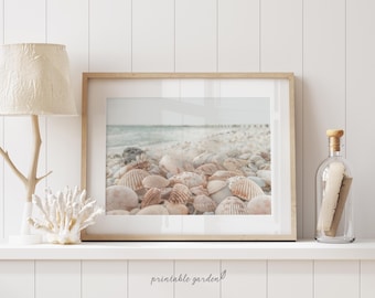 Seashell Beach Print: Soft Ocean Photography, Coastal Art Digital Download  | M143