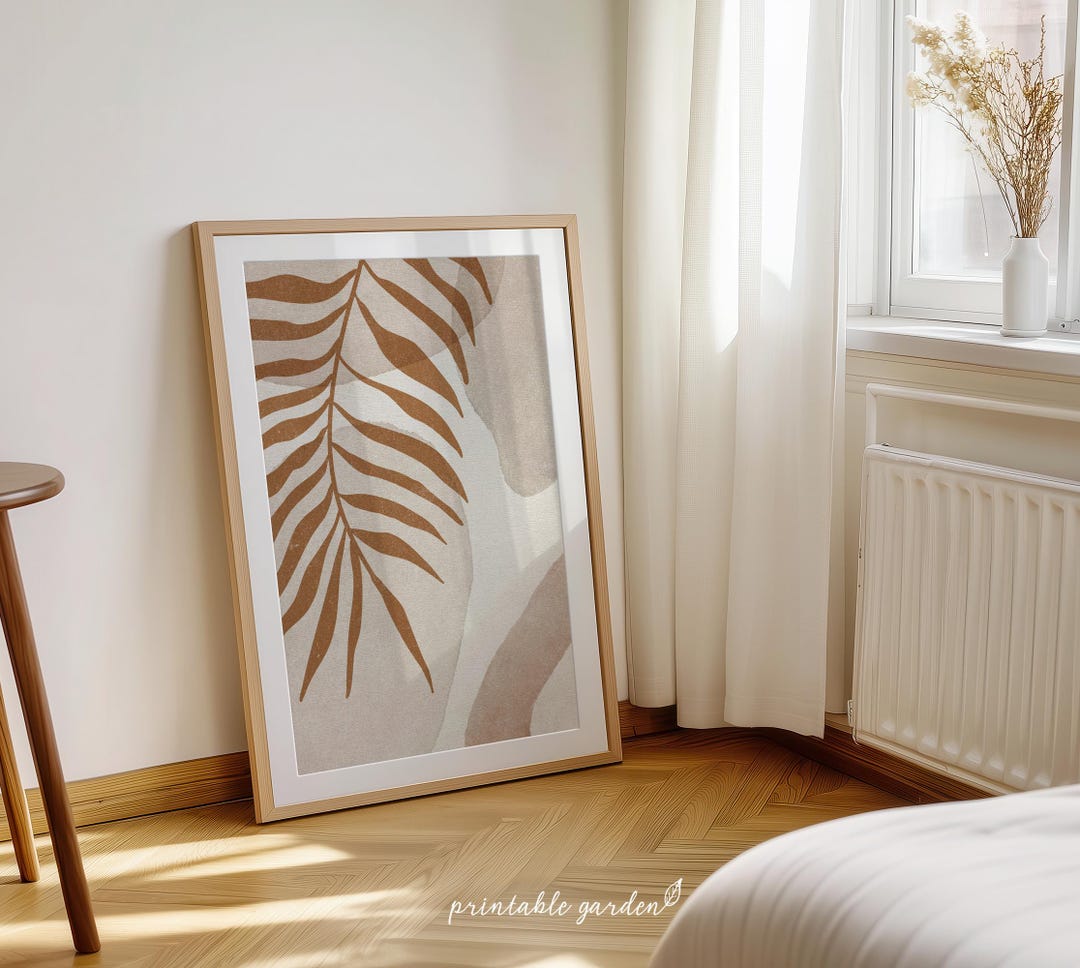 Abstract Palm Leaf Print, Neutral Wall Art, Boho Terracotta Wall Decor ...