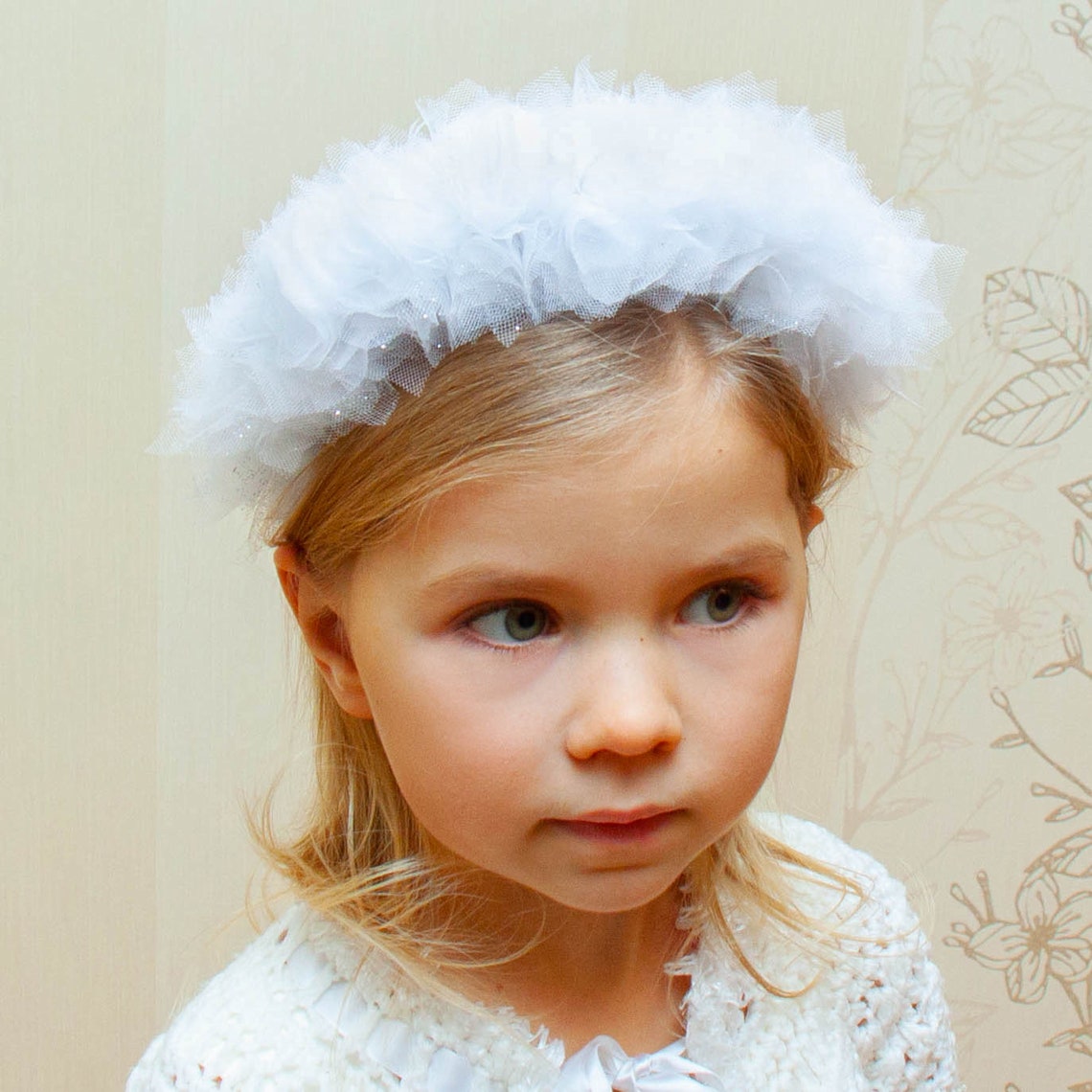 First communion headdress. Baptism Headband for toddler