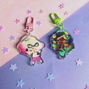 Splatoon 2 Pearl und Marina Holographische Acryl Schlüsselanhänger - 2 &quot;doppelseitiger Anhänger