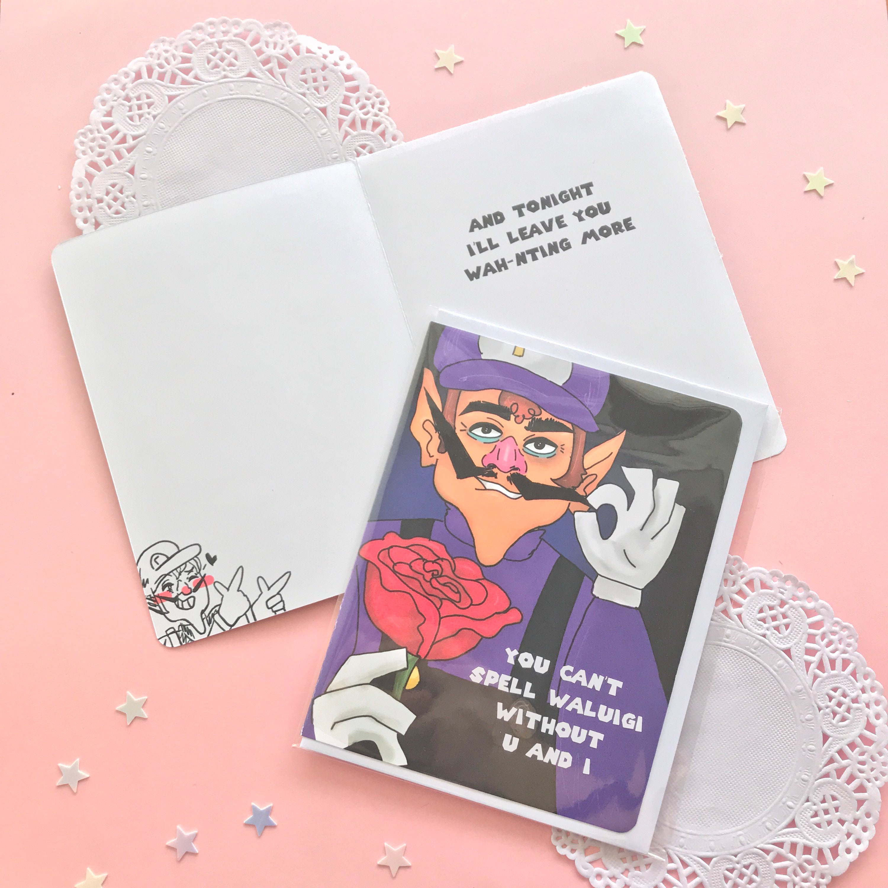 Waluigi Themed Valentines Day Card Pokemon Nintendo Super - Etsy