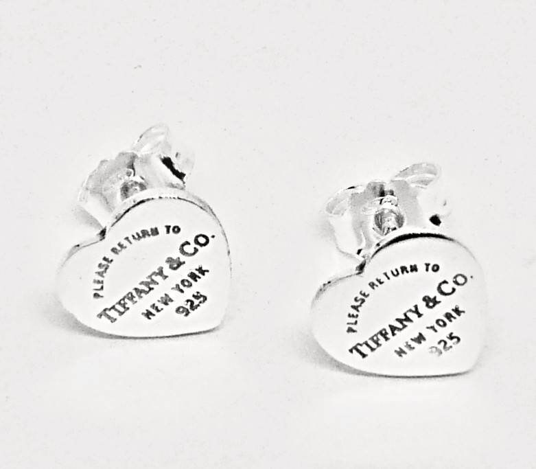 Heart Tag Stud Earrings Tiffany and Co. Earrings Small Please - Etsy