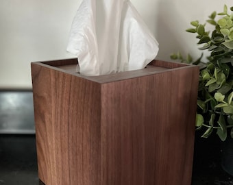 Modern Walnut Tissue Box Cover - American Made