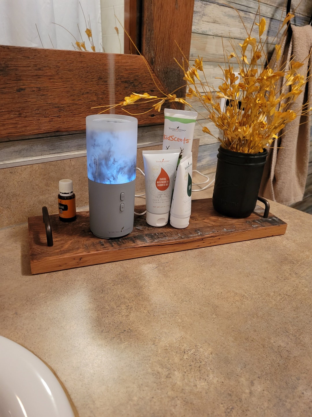 Reclaimed Barn Wood Bathroom Organizer Tray Etsy