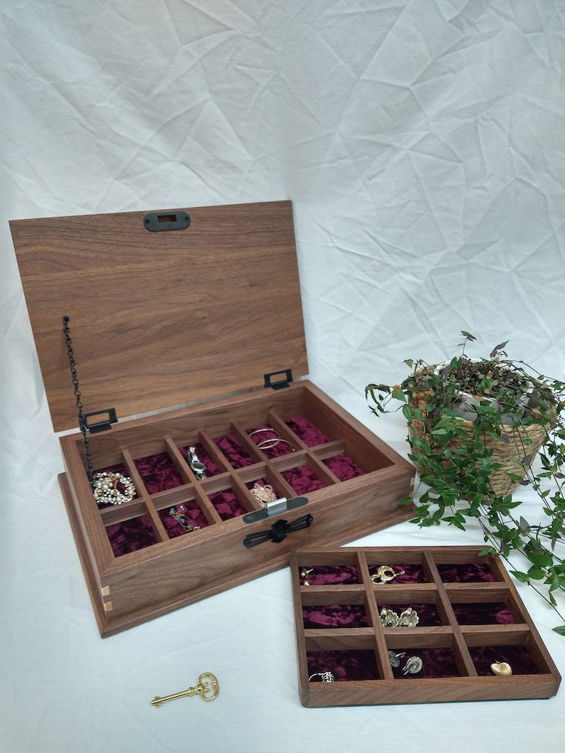 Walnut Jewelry Box Etsy