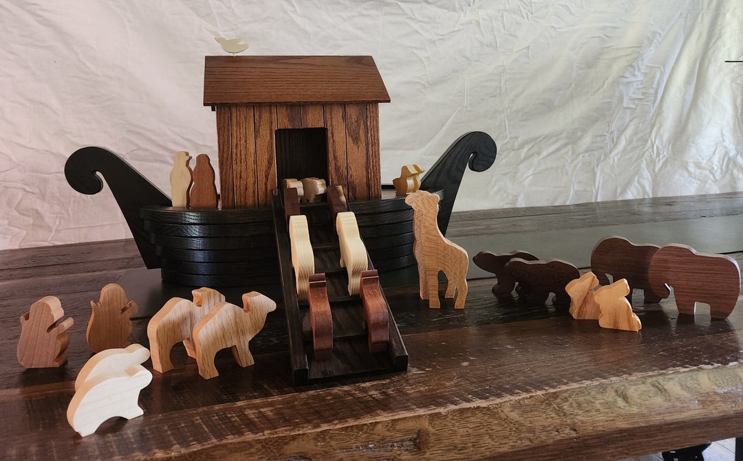 Wooden Noah's Ark Toy Set - Etsy