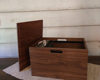 Portable file box solid wood