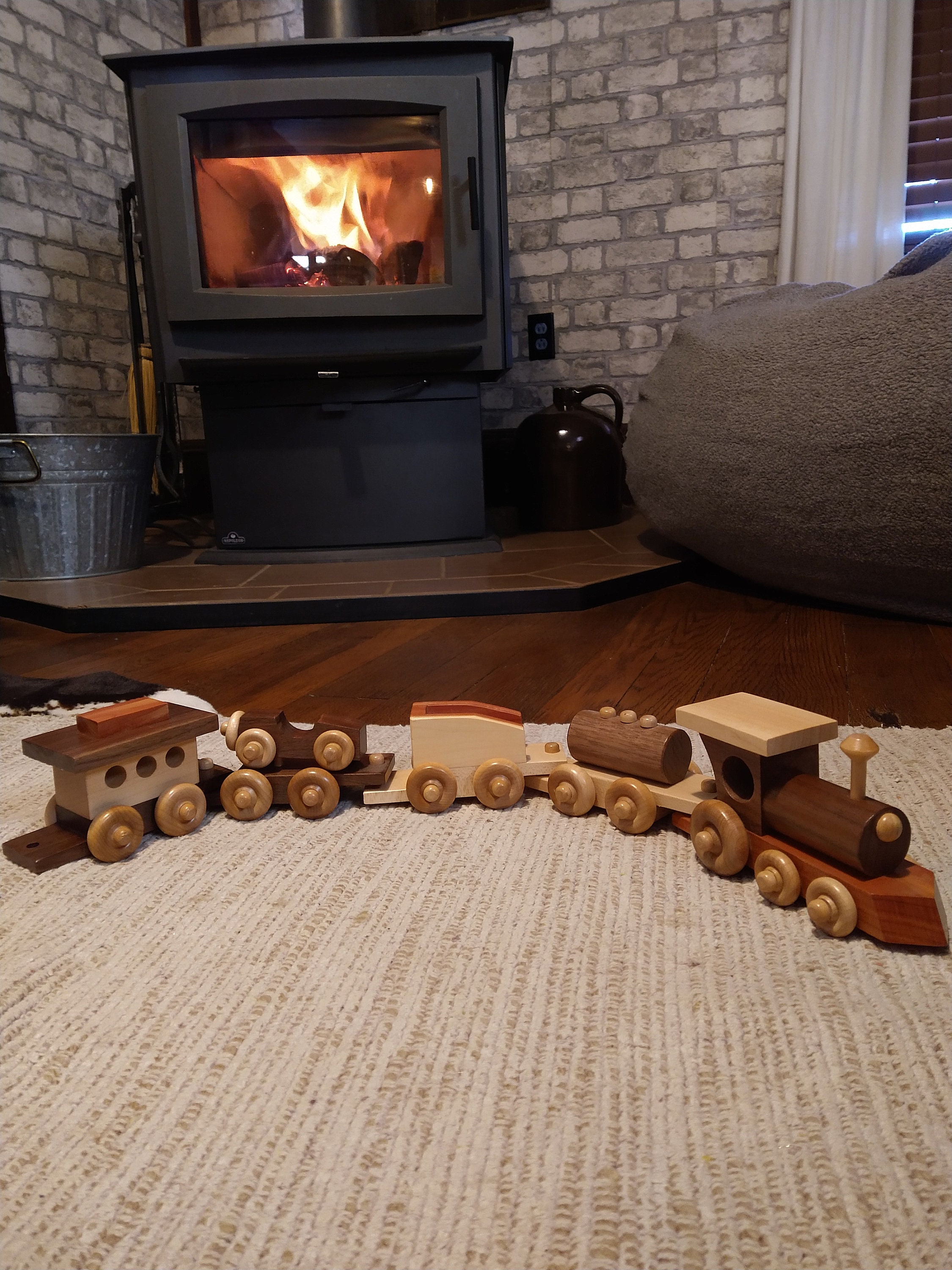 Toy Solid Wood Train - Etsy