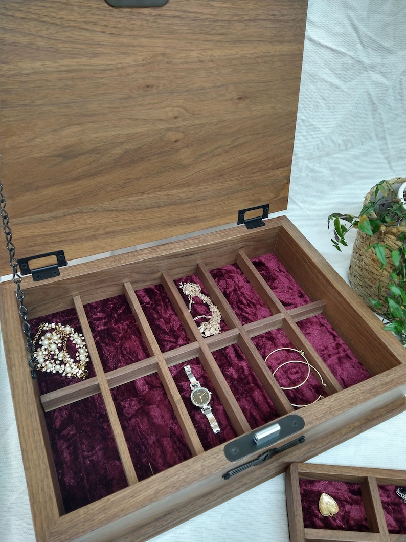 Walnut Jewelry Box Etsy