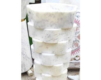 White Marble Pedestal Sink, Natural Stone Sink, Laundry Pedestal, Hand Carved Round Wash Basin for vanity. Marble Sinks for Bathroom.