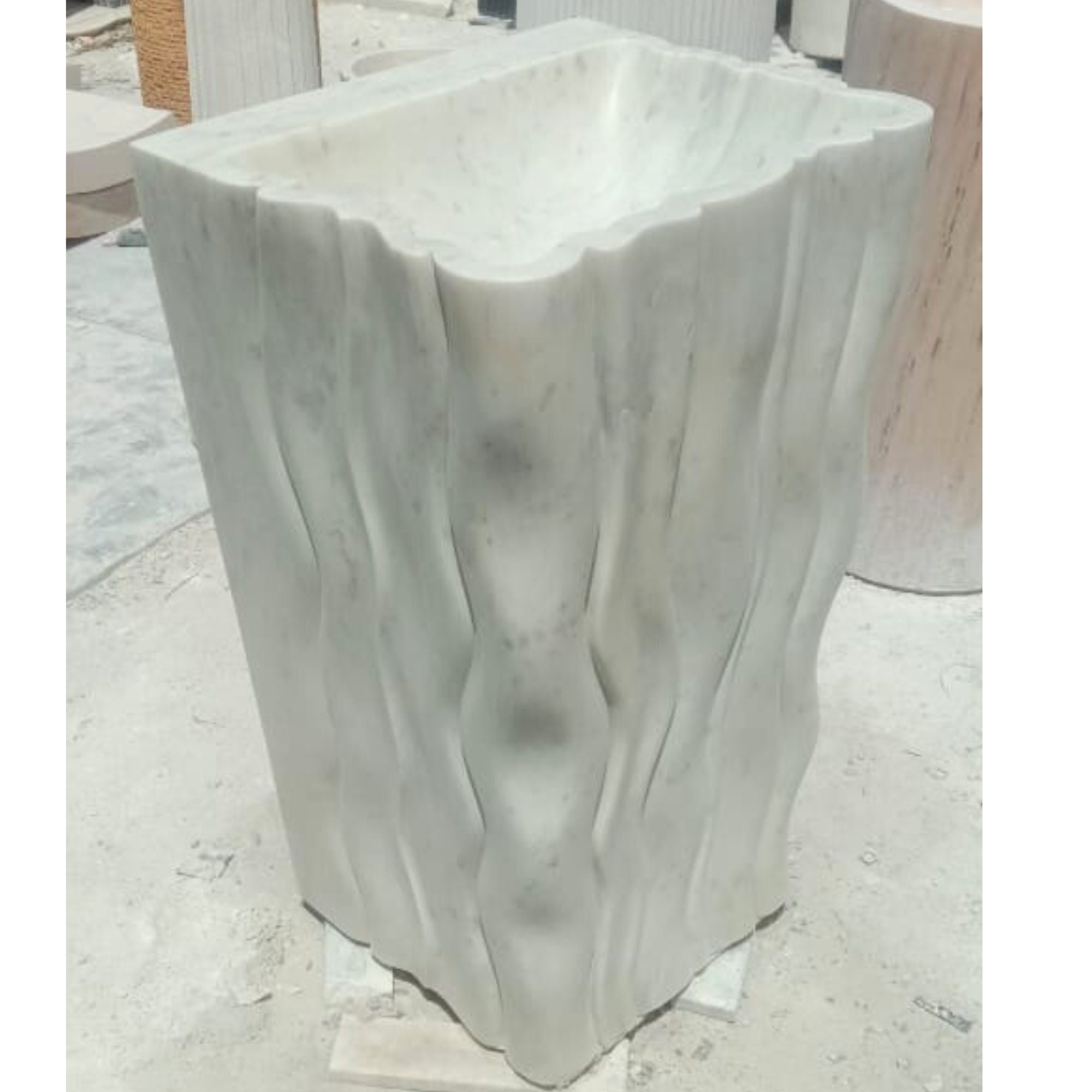 White Marble Pedestal Sink, Natural Stone Sink, Concrete Sink, Laundry
