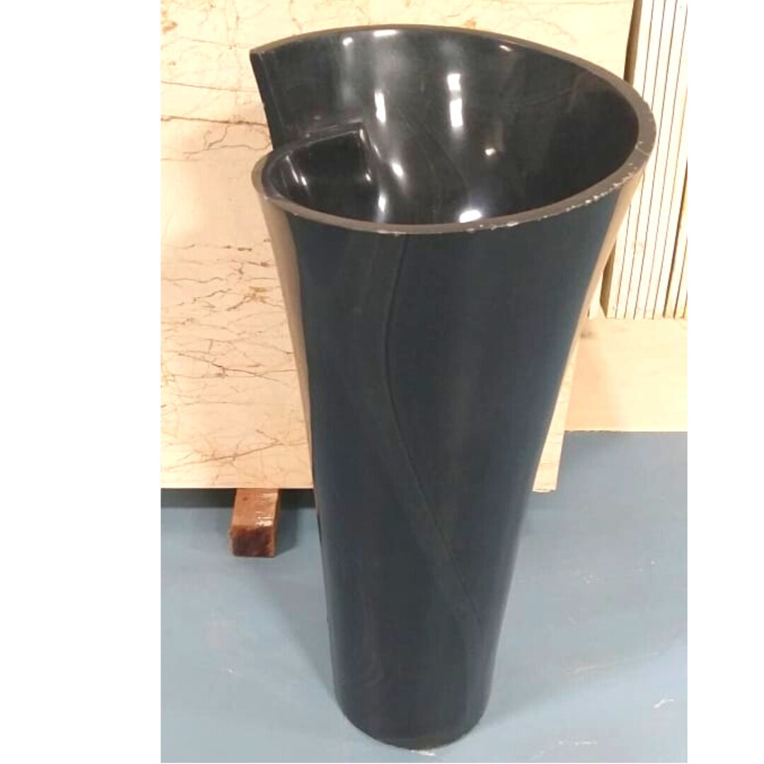 Black Marble Pedestal Sink Natural Stone Pedestal Wash Basin Etsy