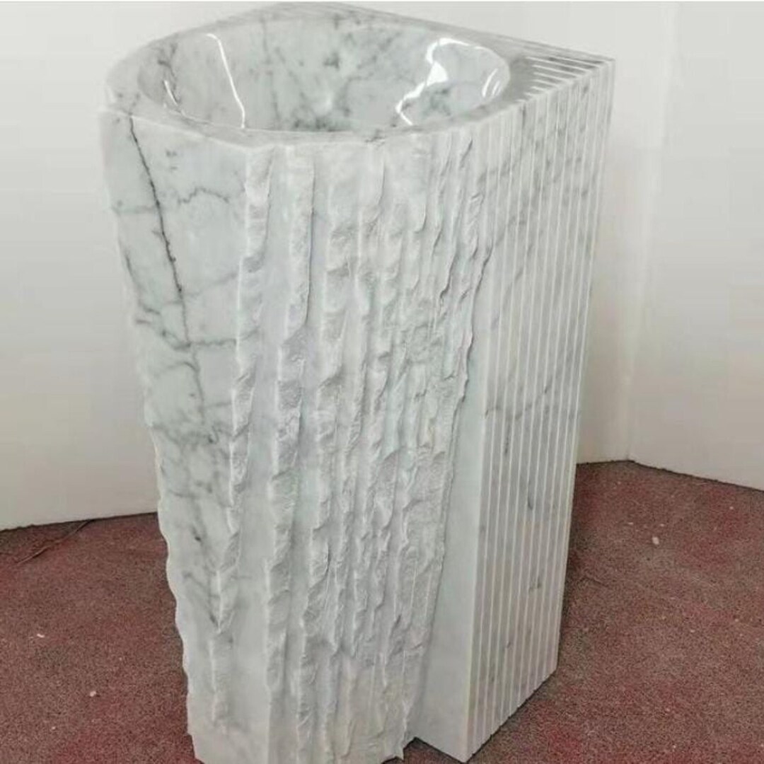Indian White Marble Pedestal Sink Hand Carved Unique Natural Etsy