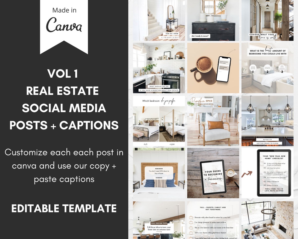 40 Real Estate POSTS CAPTIONS 44 Real Estate Posts Social Etsy
