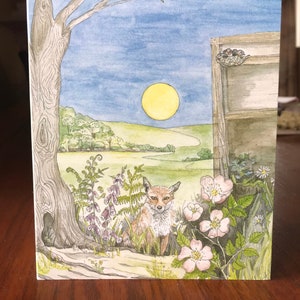 BIGLIETTO DI AUGURI A5 ~ "June Country Fairyside" ~ vuoto per ogni occasione ~ dell'artista Angela Hodgson
