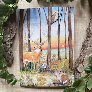 A5-GROETKAART ~"Fairy Forest Creatures"~ blanco voor elke gelegenheid ~ Geïllustreerd door kunstenaar Angela Hodgson