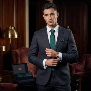 Elegante set di cravatte con motivo paisley decorato color verde foresta, regalo per testimoni dello sposo, set di cravatte da matrimonio, cravatta fatta a mano, regalo di anniversario per uomo, ...