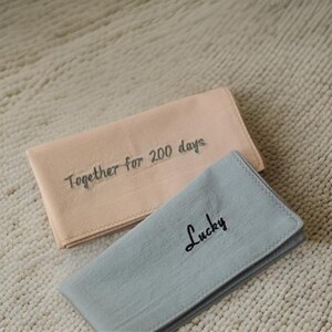 A pair of Embroidery Handkerchiefs Gift Cotton Pocket Square for wedding and present Valentine&#39;s Day Anniversary Gift