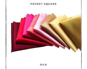 Burgundy Red Royal Blue Satin Pocket Square package for wedding Charmeuse - Hanky Gift Handky Fast Delivery