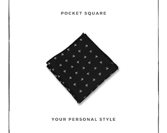 Silk Pocket Square skull patterns- Dark and white Square Black and White tone Available in Bulk - Dressing up / Smart Casual