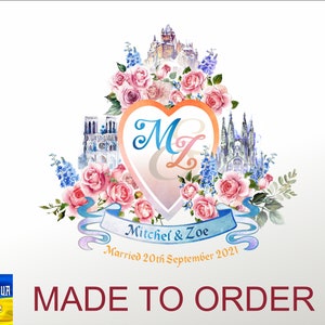 Watercolor Floral Wedding Crests. Monograms.Personalized Designs. Family Crest.Wedding Heraldry.Wedding Invitations. Hand Drawn Custom Crest