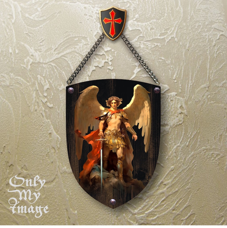 Coat of Arms Templar. Wooden shield with old real nails. image 8