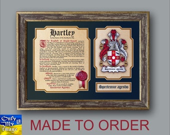 20"х15"Family Surname & Coat of Arms History,designed as an original heraldic composition and 3D seal. Print. Decorative frame. Family Crest