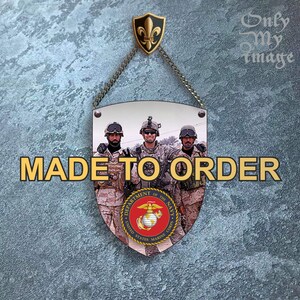 Wooden shield with a photo. Personalized shield. Personal or family emblem. Military shield. Military emblem. Ukrainian shop