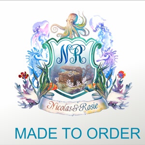Watercolor Floral Wedding Crests. Monograms.Personalized Designs. Family Crest.Wedding Heraldry.Wedding Invitations. Hand Drawn Custom Crest