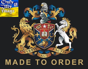 MEDIUM Custom Personal or Family Coat of Arms. Gift for: Newlyweds or Parents on Wedding, Anniversary, Birthday.Ukrainian shop