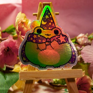 Frog Wizard Sticker Vinyl Holographic - Etsy