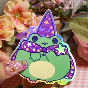Frog Wizard Sticker Vinyl Holographic - Etsy