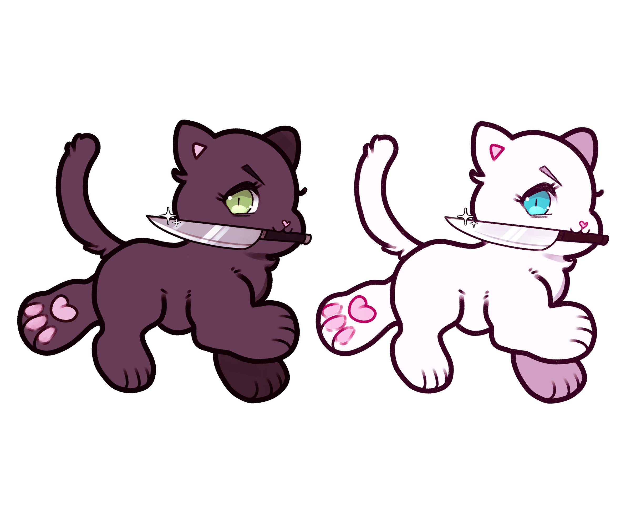 Cute knife cat sticker Etsy