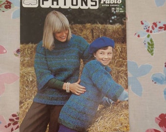Vintage patronmother and daughter jumpers original paper knitting pattern