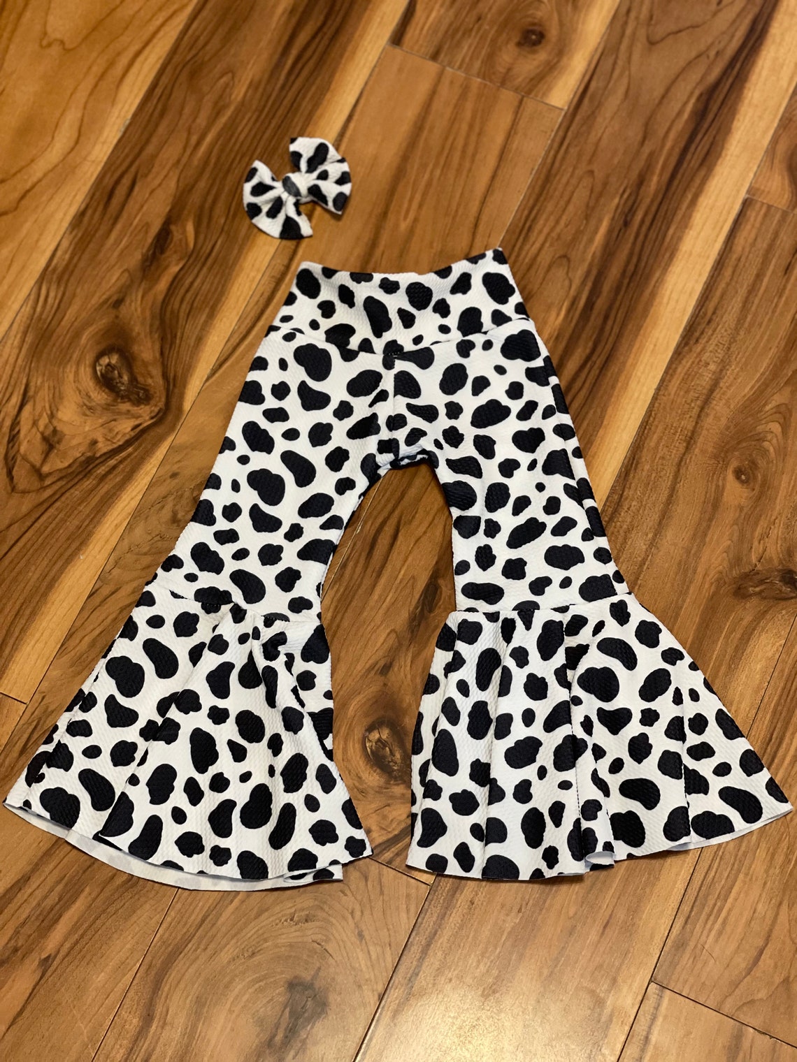 Cow Print Baby Bell Bottom Pants | Etsy