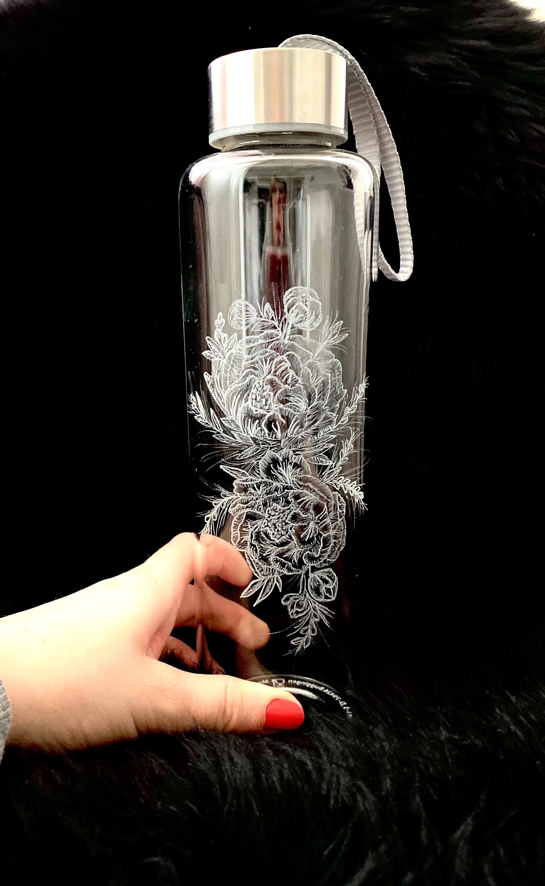 Bouteille en Verre Borosilicate Gravée à La Main