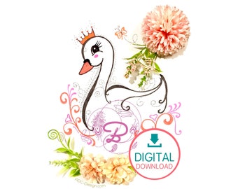 Personalized Digital Art. Swan. Initials. Digital download. JW Pioneers. JW Precursores. JW Inspirational. jw friends. jw amigos.