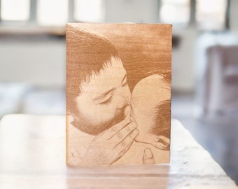 Real Personalized Laser Engraved Wood Photo | Wood Portrait | Family Pets Graduation Wedding Holiday | Personalized Gift | Handmade Gift
