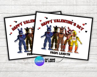 FNAF Inspired Valentines, Five Nights at Freddys Valentines, Kids ...