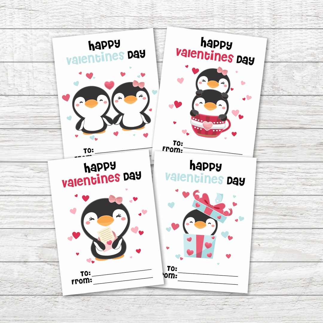 Printable Penguin Valentines Classroom Valentines Day Cards For Kids Valentines Day Gift Tags