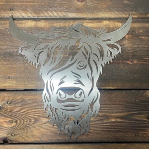 Metal Highland Cow Steel Wall Art, Home Style Decor, Metal Wall Art Decor, Fathers Day Gifts, Scottish Highland Cow, Rustic Highland Cow