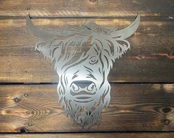 Metal Highland Cow Steel Wall Art, Home Style Decor, Metal Wall Art Decor, Fathers Day Gifts, Scottish Highland Cow, Rustic Highland Cow