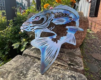 Metal CARP FISH - Hanging Wall Art Decoration, GARDEN_DECORATION, Steel Carp Wall Art