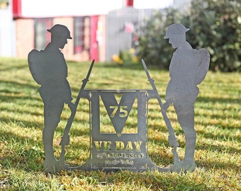 Metal Soldiers - VE Day 75th Anniversary Garden Silhouette Sculpture, Garden Ornament Decoration, Memorial Gifts, WW2 Soldier VE Day