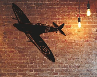 80th Anniversary of D-Day - SPITFIRE Steel Wall Art Fighter Plane, (Wall Mounted) Silhouette WW2 Remembrance, Aviation Father Gift