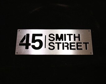 Brushed Stainless Steel Door Number Sign Long