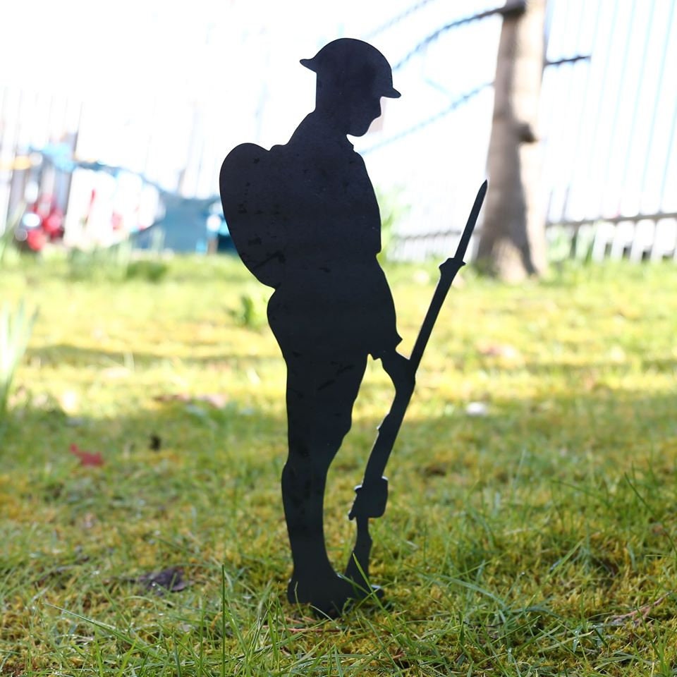Mild Steel Soldier Silhouette Garden Sculpture Etsy